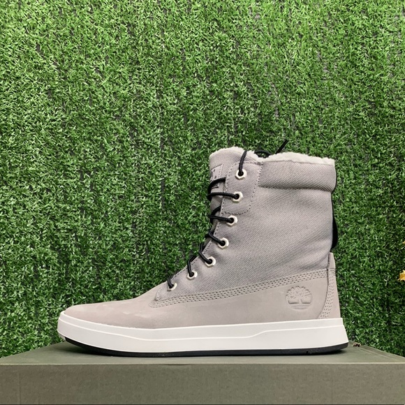 Timberland Davis Square Roll Top Faux Fur Nubuck Boots Mens Grey A2KAE - Picture 3 of 11